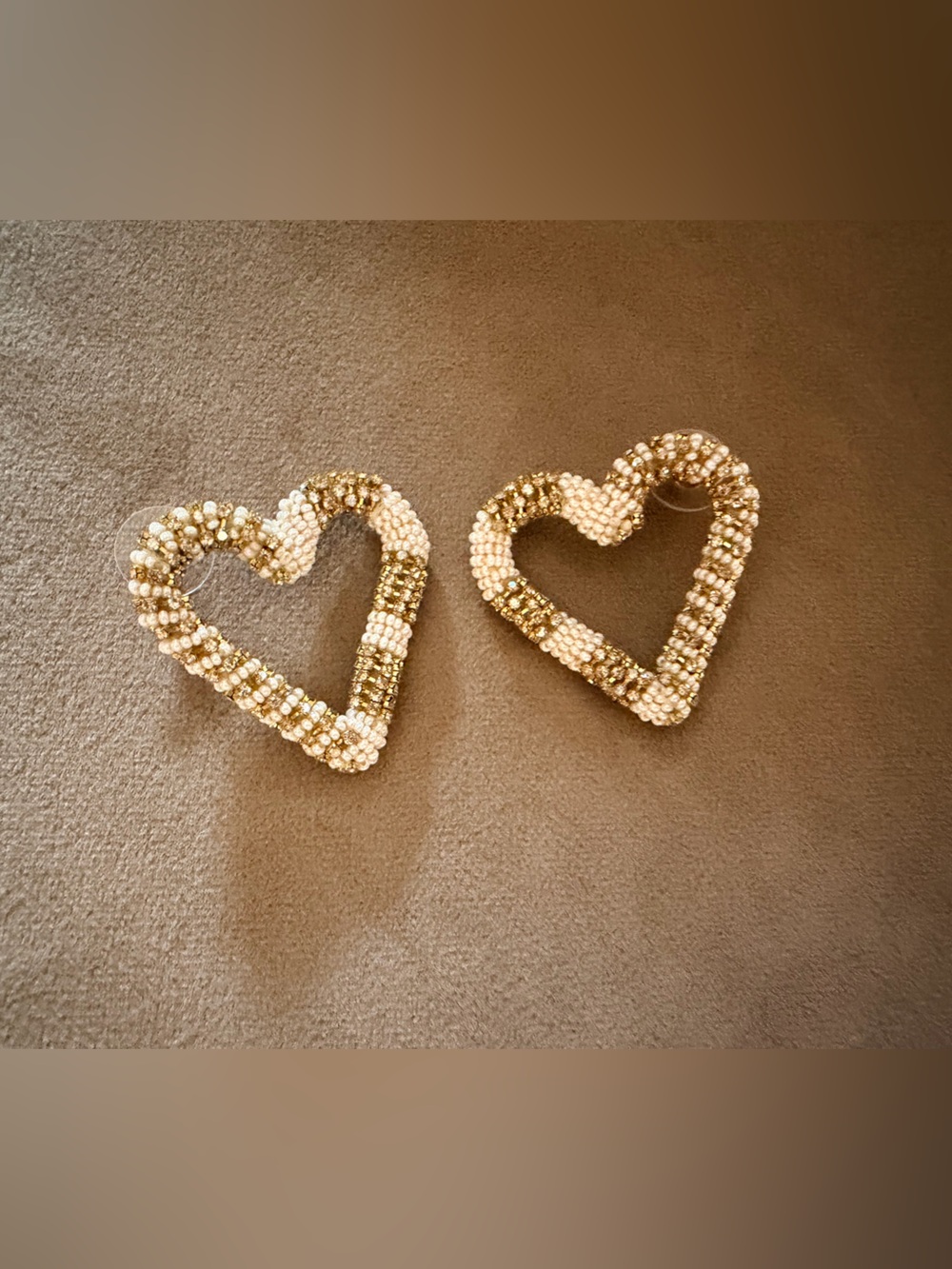 Pearl & Gold Heart Hoop Earrings for Women